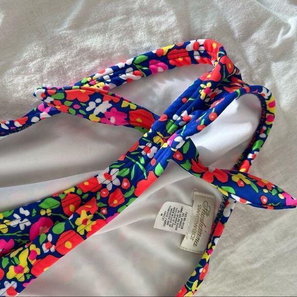 Shoshanna Bright Ditsy Floral Faux Tie Side Bikini Bottoms Size Medium - Picture 2 of 9